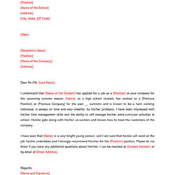 Capital High School Recommendation Letter Samples Free Templates Sample Student Letters Of For