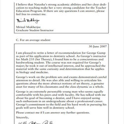 Supreme Letter Of Recommendation For Student From Teacher High School Application