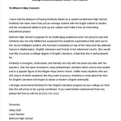 Exceptional Teacher Letter Of Recommendation For Student Collection College Template Source From