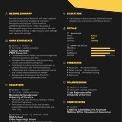 Eminent Clerical Assistant Resume Sample Image