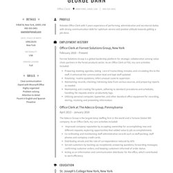 Terrific Clerical Resume Template Office Clerk Sample