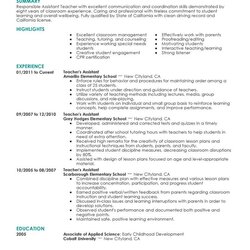 Champion Assistant Teacher Resume Example Examples Education Resumes Sample Template Professional Job Good