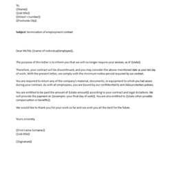 Admirable Employee Contract Termination Letter Templates At
