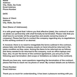 Outstanding Business Contract Termination Letter Samples