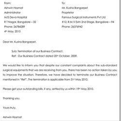 Wonderful Contract Termination Letter Samples Formats Templates Business Or Agreement Sample