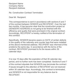 Excellent Editable Contract Termination Letters Free Letter End