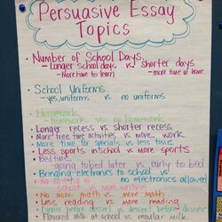 Cool Persuasive Essay Topic Example Topics Speech Writing Argumentative Grade Essays School Prompts Kids High