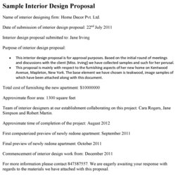 Very Good Interior Design Proposal Template Proposals Samples