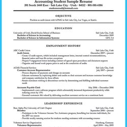 Superior Awesome Accounting Student Resume With No Experience Objective Examples Statement Career Objectives