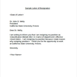 Very Good Free Sample Resignation Letter Templates In Ms Word Doc Format Letters Example Form Formal