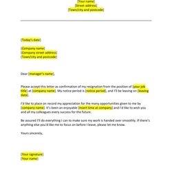 Sublime Resignation Letter Template