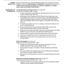 Social Worker Resume Sample Skills Objective Statement Examples Work Example Resumes Template Objectives