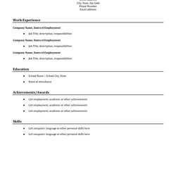 Great Resume Examples Simple Basic Template Sample Templates Samples Format Easy Job Resumes Word Printable