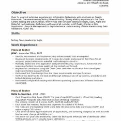 Manual Testing Sample Resume Template Collections Tester