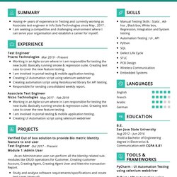 Very Good Software Tester Resume Example In