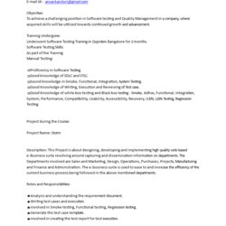 Software Manual Testing Resume For Fresher Templates At Template