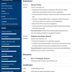 Superlative Manual Tester Resume Sample Junior To Years Of Experience Example