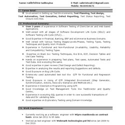High Quality Manual Testing Experienced Resume Experience Years Software Format Document
