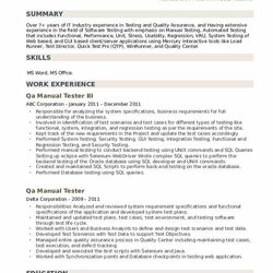 Manual Tester Resume Samples Experience Years Resumes Work