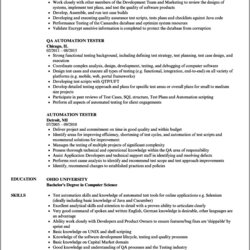 Superb Manual Testing Sample Resume For Freshers Example Gallery