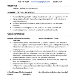 Sublime Free Sample Resume Objective Templates In Ms Word Assistant Medical Objectives
