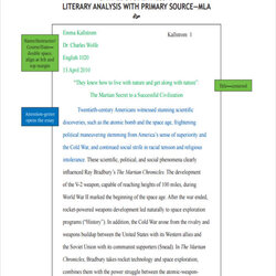 Literary Essay Examples Format Sample Student Samples