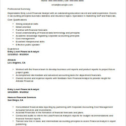 Superb Free Entry Level Resume Objective Templates In Ms Word Sample Analyst Financial