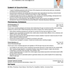 Preeminent Microsoft Resume Templates Posts Related To Marketing Template Sample