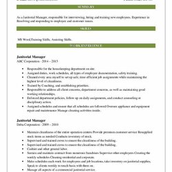 Fine Janitorial Manager Resume Samples