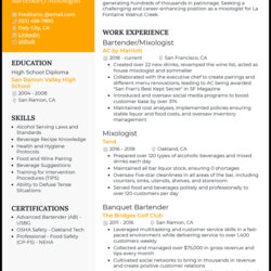 Bartender Resume Examples That Work In Example