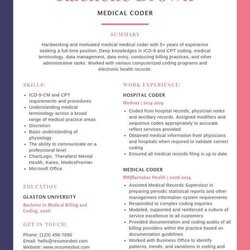 Eminent Medical Coder Resume Samples Templates Rb Resumes Example