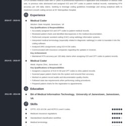 Medical Coding Resume Format Cecilia Coder Sample Example Template Concept