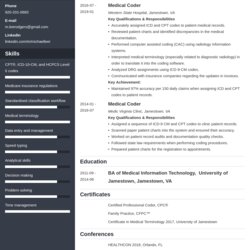 Sublime Medical Coder Resume Sample Guide Tips Example Template Subscribers Join Cascade