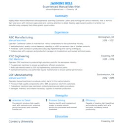 Great Machinist Resume Examples Guide For