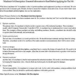 Matchless Machinist Job Description Essential Information To Read Before Applying