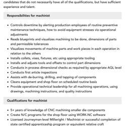 Legit Machinist Job Description Velvet Jobs