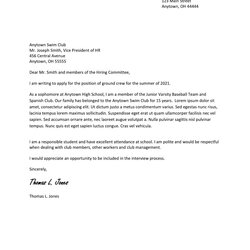 Fine First Job High School Student Cover Letter Template