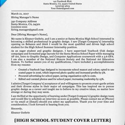 Perfect High School Student Cover Letter Sample Guide Examples Students Letters Resume Williamson Ga