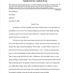 Excellent Literary Essay Examples Format Analysis Letter Sample Marketing Assistant English Example Cover