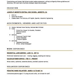Superior High School Resume Templates For Students And Teens Student Template College Impressive Examples