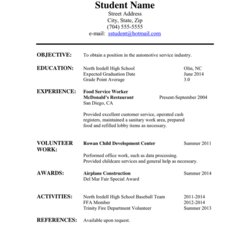 High Quality School Student Resume In Word And Formats Objective