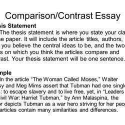 Preeminent Amazing Ideas For Compare And Contrast Essays Essay Thesis Statement Examples Example Sample