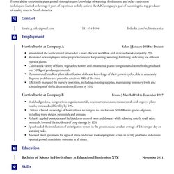 Preeminent Horticulturist Resume Example And Writing Guide