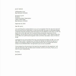 Resignation Letter From Nonprofit Board Volunteer Sample Letters Template Organization Example Format