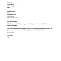 Wonderful Letter Of Resignation From Board Templates Letters Regret Office Template Binaries Database Support