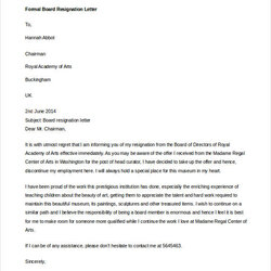 Formal Resignation Letters Free Sample Example Format Download Chairman Width