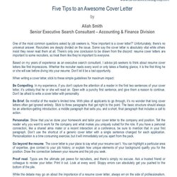 Five Tips To An Awesome Cover Letter