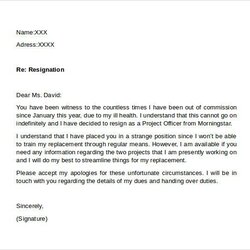Perfect Sample Resignation Letter No Notice Fresh Letters Period Quit Handing