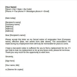 Spiffing Sample Resignation Letter No Notice Lovely