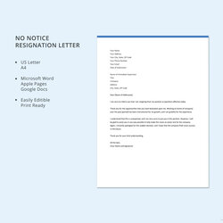 Smashing Free No Notice Resignation Letter Template In Microsoft Word Apple